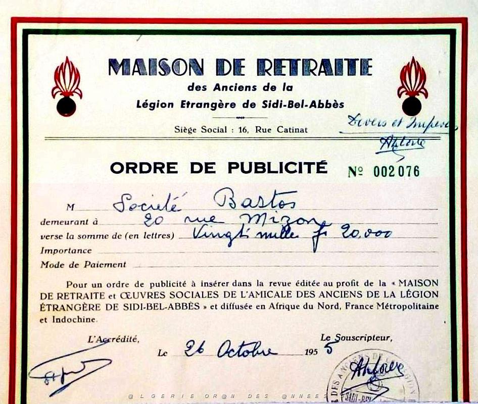 Oran documents divers 1212 Legion Etrangere - Bastos.jpg